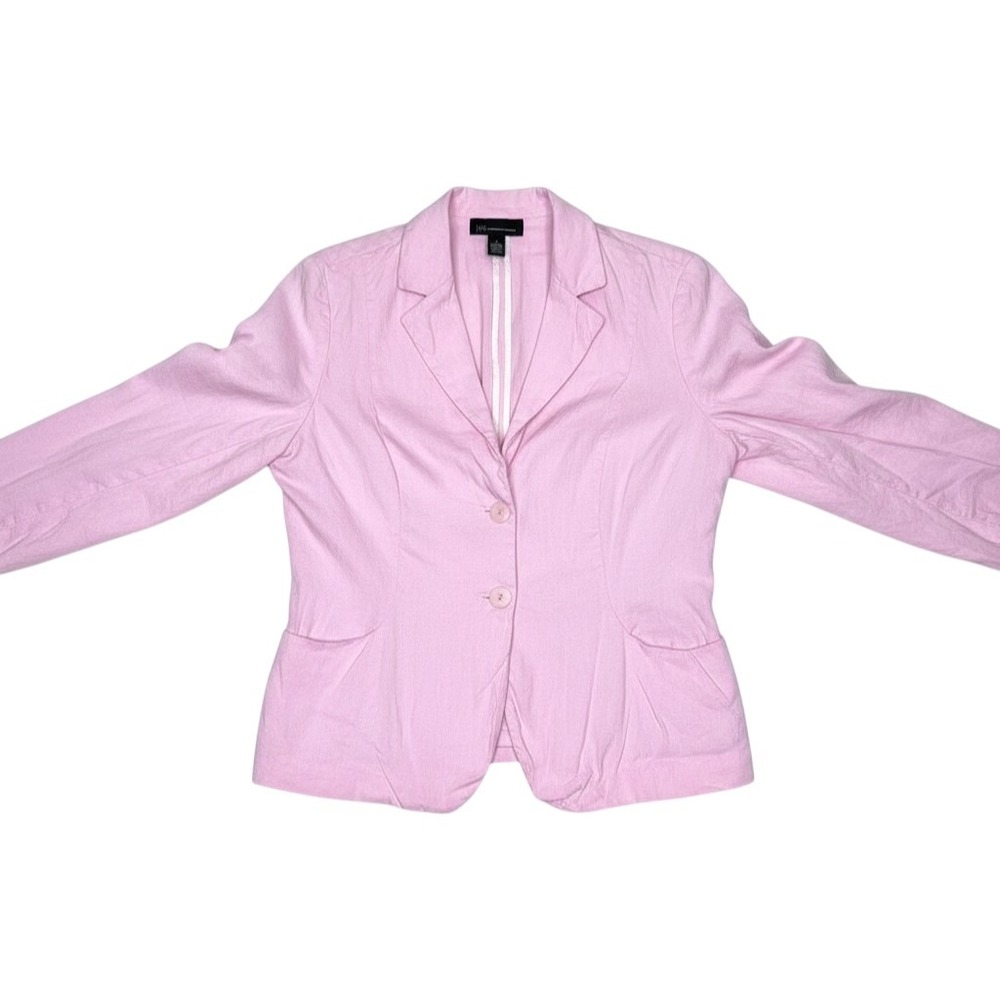 INC International Concepts Pink Linen Blend Blazer Jacket Size 14 Career Office